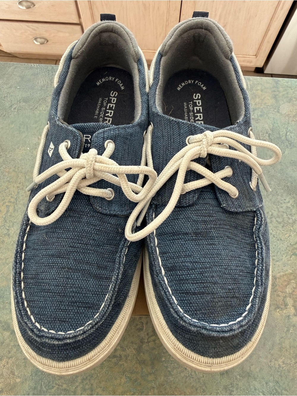 Sperry Boy’s Navy Boat Shoes with White Laces